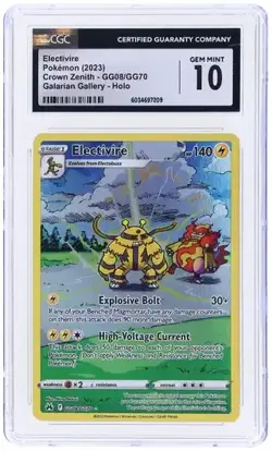 Pokemon Electivire GG08/GG70 Crown Zenith Ultra Rare Holo CGC 10 - Image 1