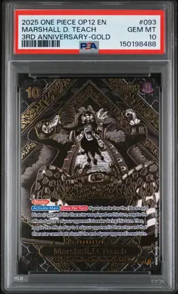2025 ONE PIECE OP12-LEGACY OF THE MASTER 3RD ANV-GOLD MARSHALL D. TEACH PSA 10 - Image 1