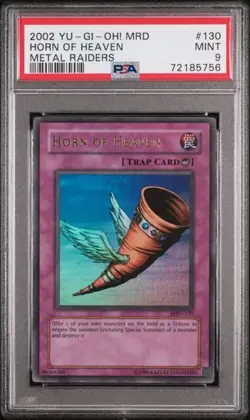 2002 YU-GI-OH! MRD-METAL RAIDERS #130 HORN OF HEAVEN PSA 9 Graded - Image 1