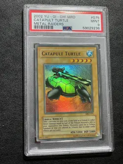 2002 YUGIOH! CATAPULT TURTLE METAL RAIDERS MRD-075 SUPER RARE PSA 9 - Image 1