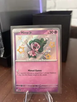 Pokemon TCG Mime Jr. Paldean Fates Shiny Rare Card 157/091 Near Mint Condition - Image 1