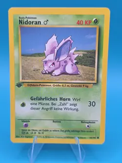 1ST EDITION Nidoran 55/102 German LP -Vintage Pokemon Card- Base Set (7q) - Image 1