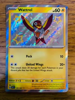 NM! Wattrel (145/091) Paldean Fates Baby Shiny Rare Pokemon Card! FAST P&P! - Image 1