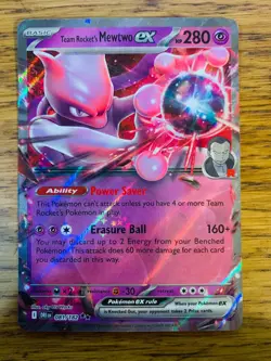 NM! Team Rocket's Mewtwo ex (081/182) Destined Rivals Double Rare Pokemon Card! - Image 1