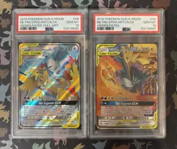 PSA 10 Moltres Zapdos & Articuno GX 44/68 & 66/68 Hidden Fates Pokemon Tag Team - Image 3