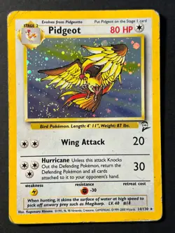 Pidgeot 14/130 Holo Rare Base Set 2 - Pokemon Card WOTC - HP - Image 1
