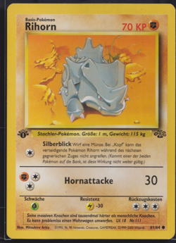 Pokemon - Rihorn 61/64 - Dschungel 1.Edition - Deutsch - EX - Image 1