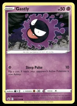 2021 Chilling Reign Set Pokemon Card 055 Gastly NM - Image 1