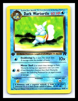 💥 DARK WARTORTLE 1st Edition Pokemon TCG 2000 Team Rocket Set Non HOLO # 46/82 - Image 1