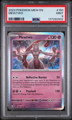 MEWTWO PSA 9 MINT 151 MEW EN POKEMON CARD 150/165 2023 HOLO FOIL - Image 1