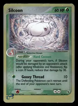 Pokemon Silcoon Uncommon Ruby and Sapphire 43/109 LP Reverse Holo - Image 1