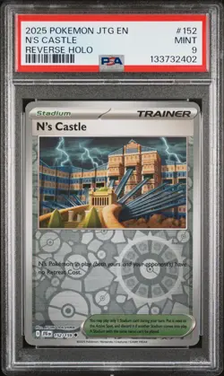 2025 POKEMON JTG EN-JOURNEY TOGETHER REVERSE HOLO #152 N'S CASTLE PSA 9 - Image 1