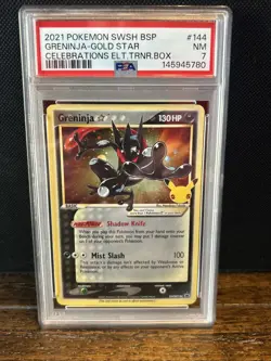 Pokemon TCG Greninja Gold Star SWSH144 Celebrations Black Star Promo PSA 7 - Image 1