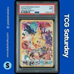 2023 POKEMON SWORD & SHIELD CROWN ZENITH #160/159 PIKACHU SECRET RARE PSA 9 - Image 1