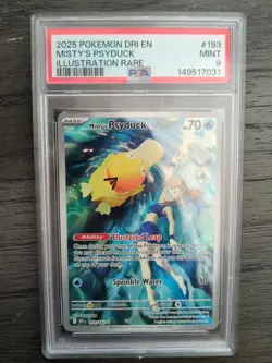 2025 Pokemon Destined Rivals Illustration Rare #193 Misty's Psyduck PSA 9 - Image 1
