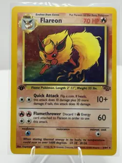 Pokemon Flareon 3/64 1st Edition Jungle Holo Rare WOTC NM LP Clean - Image 1