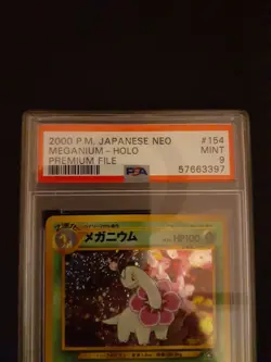 1999 Pokemon Japanese Neo Genesis Holo Meganium ‘Meganiumu’ #154 PSA 9 MINT - Image 4