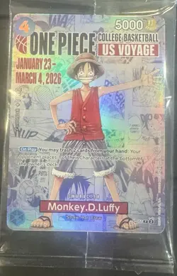 Bandai Namco One Piece CCG Monkey D. Luffy US Voyage Promo Holo Card P-055 - Image 1