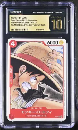✨✨ CGC 10 Pristine One Piece Monkey D. Luffy P-022 Film Red Promo Jpn - Image 1