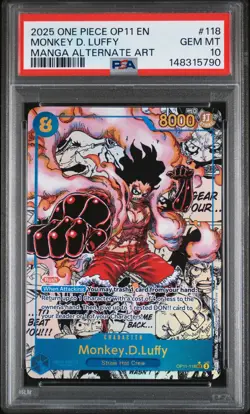 2025 ONE PIECE A FIST OF DIVINE SPEED MANGA ALT ART #118 MONKEY D. LUFFY PSA 10 - Image 1