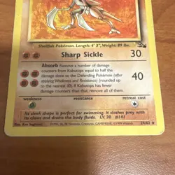 Kabutops 24/62 Fossil Rare Regular 60 HP 1999 Pokemon TCG English Card - Image 3
