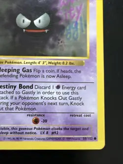 Pokemon TCG Gastly 1st Edition Shadowless Card Base Set 50/102 - Image 4