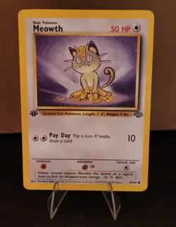 Meowth 1st Edition Jungle Card 56/64 Vintage Perfect Order 1999 CGA 9 Original - Image 1