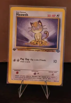 Meowth 1st Edition Jungle Card 56/64 Vintage Perfect Order 1999 CGA 9 Original - Image 4