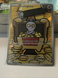 Pokemon TCG Gimmighoul Full Art Holo Card 198/182 Paradox Rift Illustration Rare - Image 1