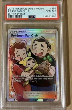 Pokemon Fan Club Ultra Prism Ultra Rare Card 155/156 S&M: Pokemon TCG PSA 10 *** - Image 1