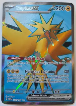 Pokemon TCG Zapdos EX Full Art Ultra Rare Holo Card 192/165 Scarlet & Violet 151 - Image 1