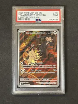 2025 POKEMON DRI EN-DESTINED RIVALS ILLUSTRATION RARE TEAM ROCKET'S MEOWTH PSA 9 - Image 1
