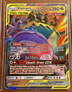 2019 Pokemon Sun & Moon Cosmic Eclipse Naganadel Guzzlord Tag Team Holo #158/236 - Image 1