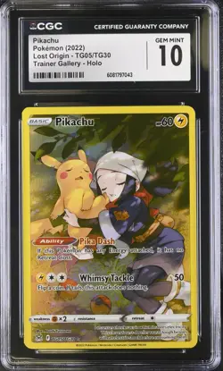 CGC 10 Pokemon English Pikachu TG05/TG30 2022 Lost Origin Trainer Gallery Holo - Image 1