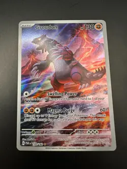 Pokemon TCG Groudon Paradox Rift 199/182 Holo Illustration Rare - Image 1
