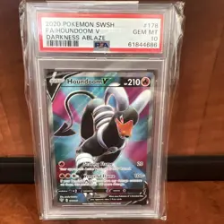 2020 POKEMON SWORD & SHIELD DARKNESS ABLAZE #178 FULL ART/HOUNDOOM V PSA 10 - Image 1