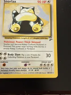 Pokemon TCG Snorlax Base Set 2 30/130 Regular Rare LP. - Image 4