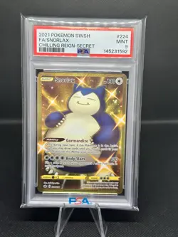 Pokemon Snorlax Chilling Reign Gold Secret Rare 224/198 PSA 9 Mint TCG - Image 1