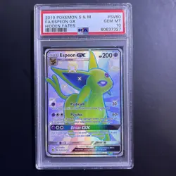 2019 Pokemon Hidden Fates Espeon GX #SV60/SV94 Full Art Shiny PSA 10 GEM MINT - Image 1