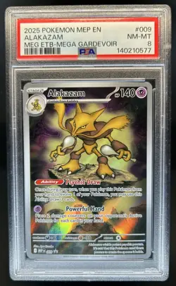 2025 Pokemon MEP Black Star Promos Alakazam #009 PSA 8 - Image 1