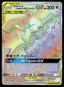 Pokemon TCG Hidden Fates #69/68 Moltres & Zapdos & Articuno GX (Secret) NM - Image 1