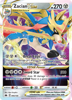 ZACIAN VSTAR 096/159 HOLO VSTAR RARE CROWN ZENITH POKEMON NM - Image 3