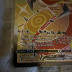 Pokemon Centiskorch VMAX Shiny Holo Rare Shining Fates SV109/SV122 320 HP Card - Image 2