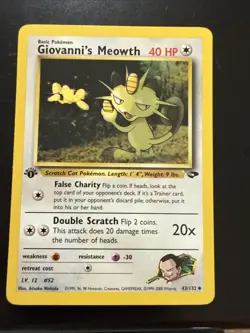 Vintage Pokemon Gym Challenge Giovanni's Meowth 1st Edition 43/132 - Image 1