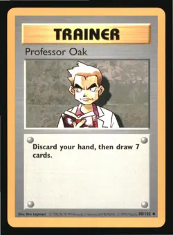 Professor Oak 88/102 Uncommon Base Set Shadowless Pokemon Unlimited LP - Image 1