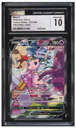2021 😺 CGC 10 Mew V Pokemon #251/264 Fusion Strike Ultra Rate Holo - Image 1