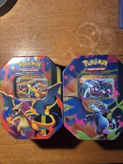 Pokemon TCG Mega Charizard X & Y EX Tins Brand New Factory Sealed LOT OF TWO (2) - Image 1