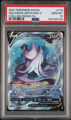 2021 POKEMON SWORD & SHIELD CHILLING REIGN FULL ART/GALARIAN ARTICUNO V PSA 10 - Image 1