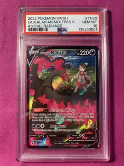 2022 Pokemon SWSH Astral Radiance #TG20 FA Galarian Moltres V PSA 10 Gem Mint - Image 1