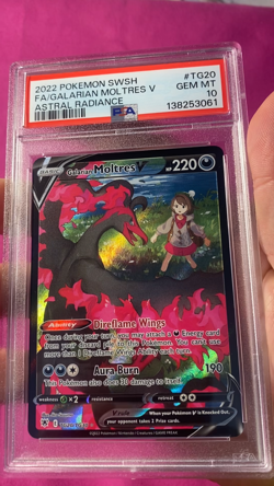 2022 Pokemon SWSH Astral Radiance #TG20 FA Galarian Moltres V PSA 10 Gem Mint - Image 2